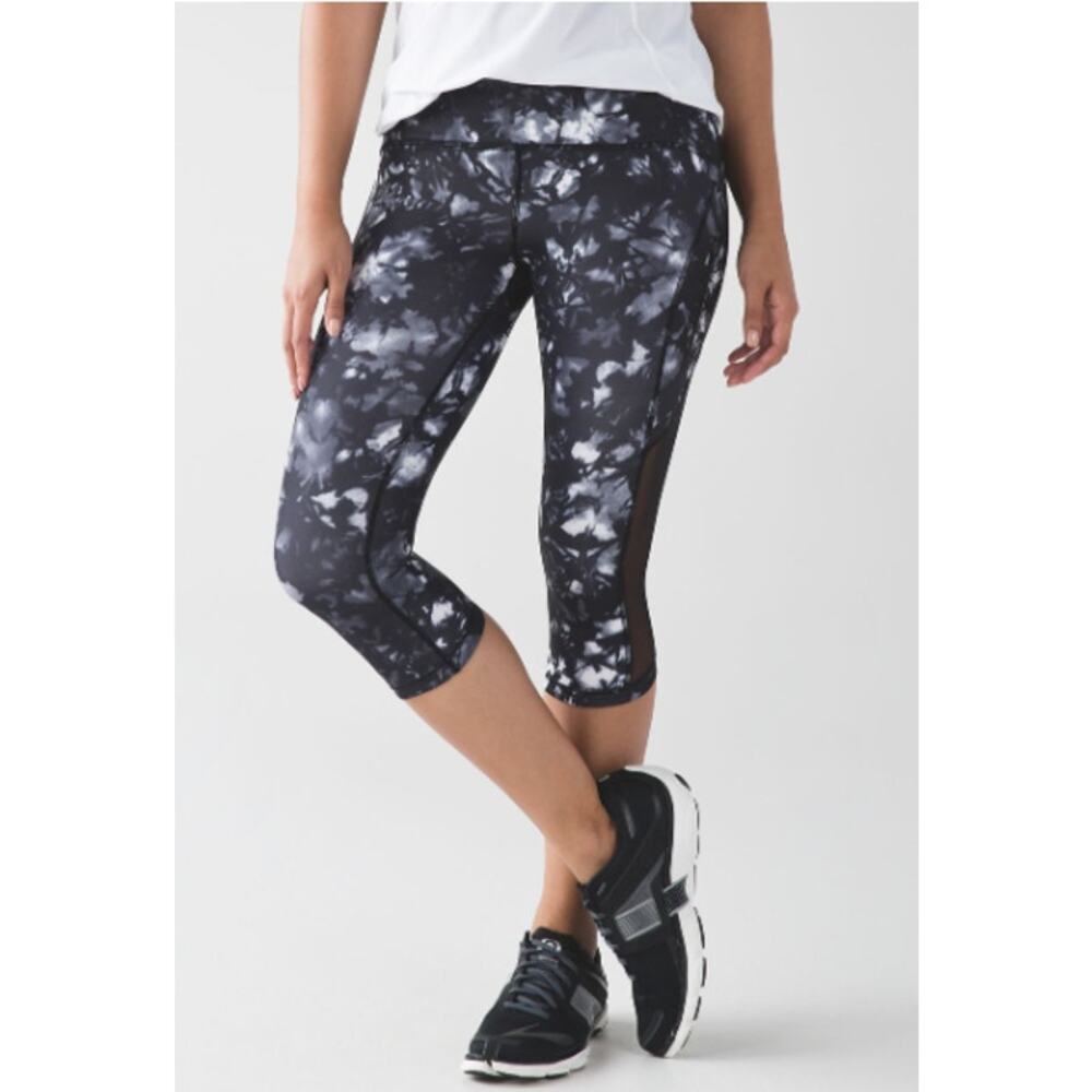 Lululemon Sun Runner Crop Dusk Dye White Black / Black Size 6